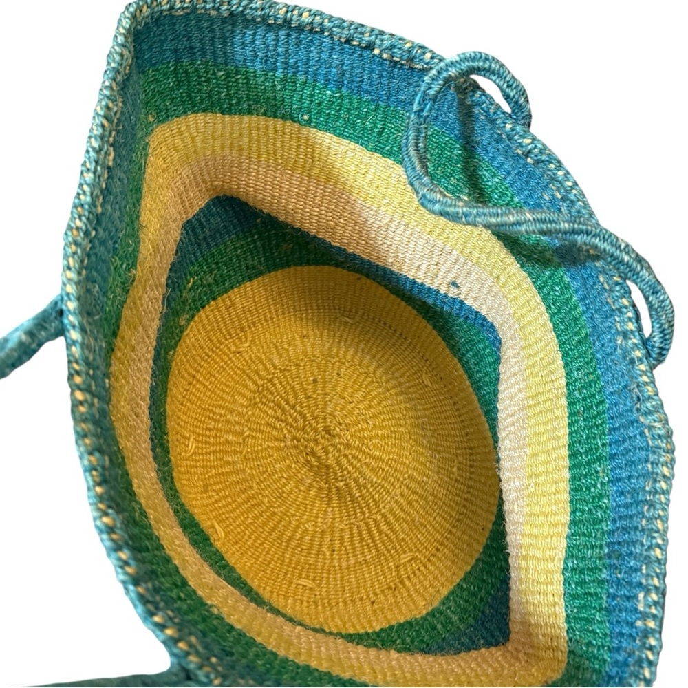 Striped Straw Rope Handle Market Tote Bag - Picture 7 of 7